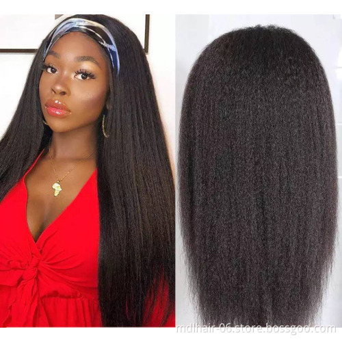 Unprocessed Brazilian Hair Cuticle Aligned Headband Wig Kinky Straight Virgin Human Natural Hair Wig